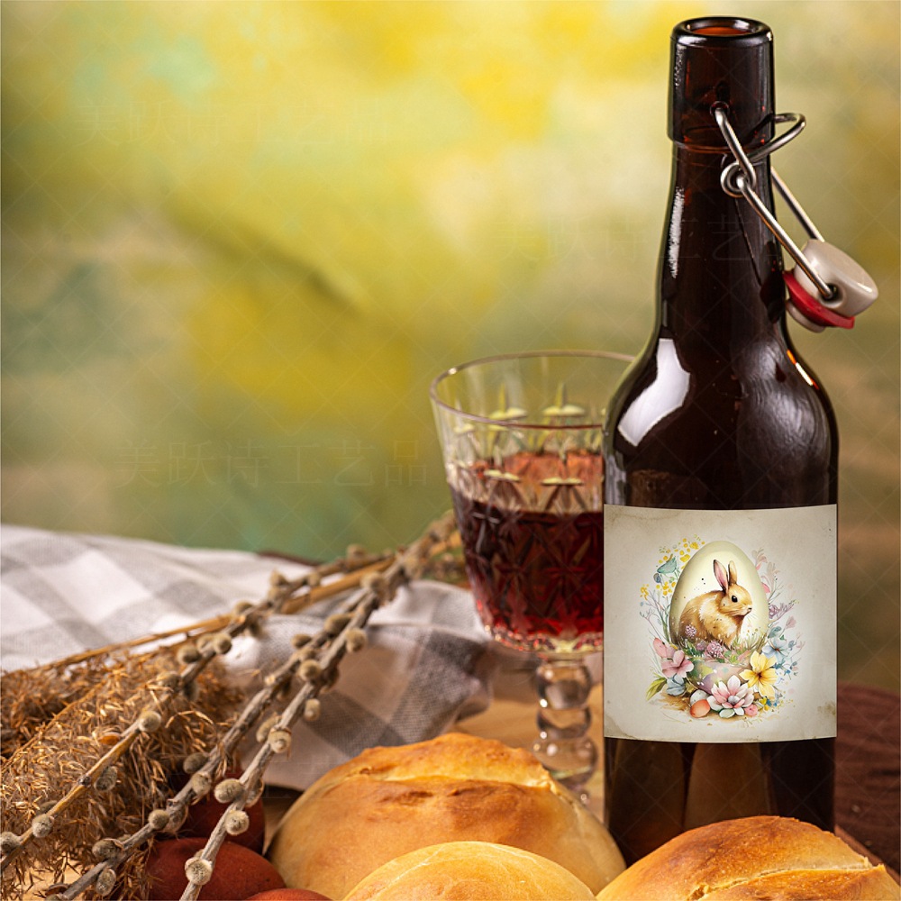 Amazonas Nuevo Fiesta de Pascua decoración botella de vino pegatinas conejo Pascua pegatinas botella de bebidas decoraciones