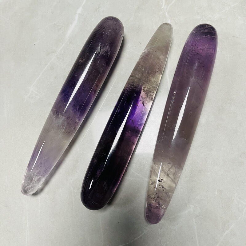 天然水晶紫晶 原石雕刻打磨水晶按摩棒 图 10