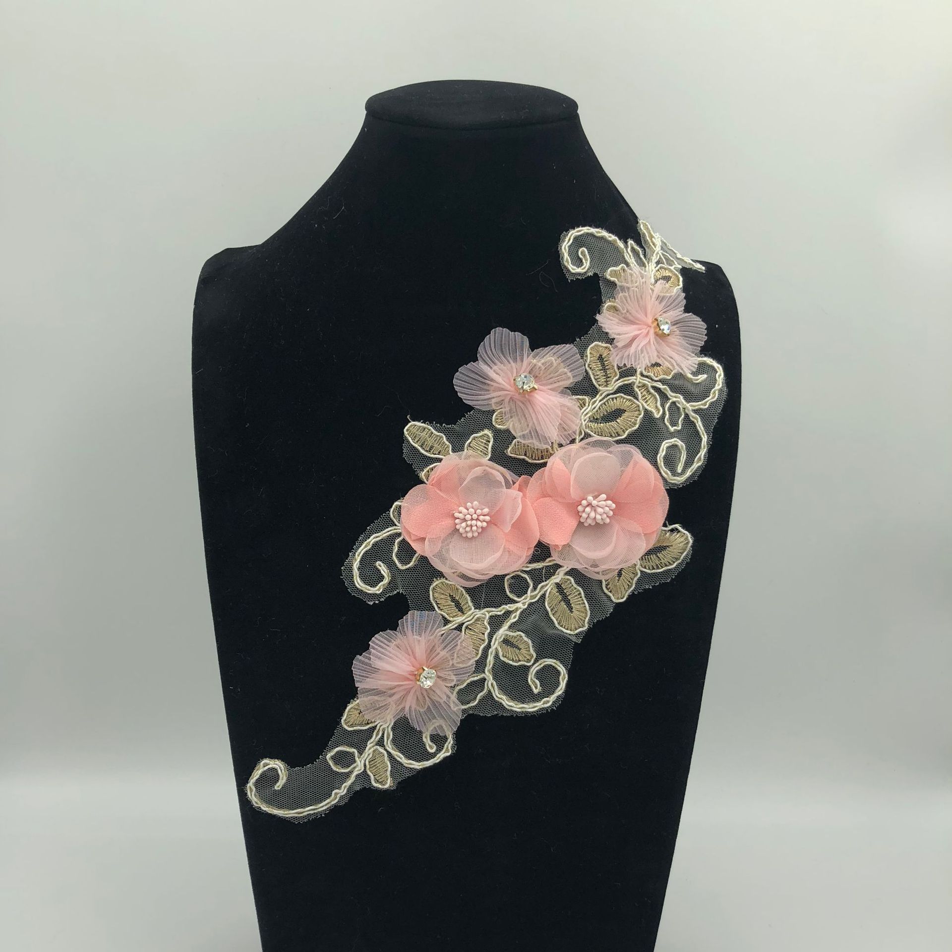 DIY车骨金线手工缝钻粉色立体花 婚纱礼服童装帽子汉服辅料朵花