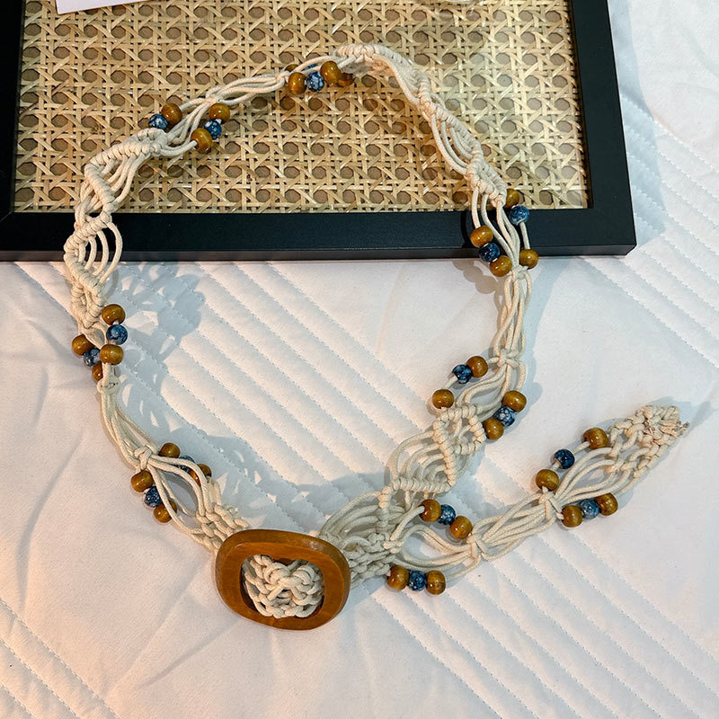 Cuerda de la cintura popular Bohemia tejida cuerda de cáñamo cadena de la cintura cinturón delgado vestido del todo-fósforo de las mujeres joyería transfronteriza al por mayor