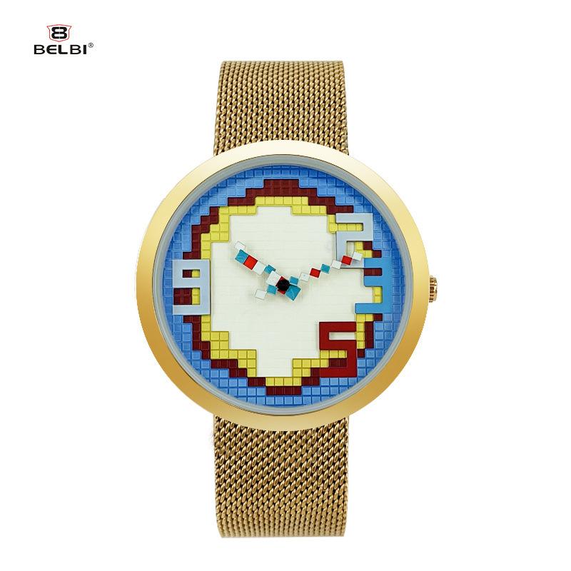 Belbi Hot-Selling Fashion Trendy Watch Mosaic Three-Dimensional Dial Unisex Watch Manufacturer Wholesale Cross-Border E-Commerce