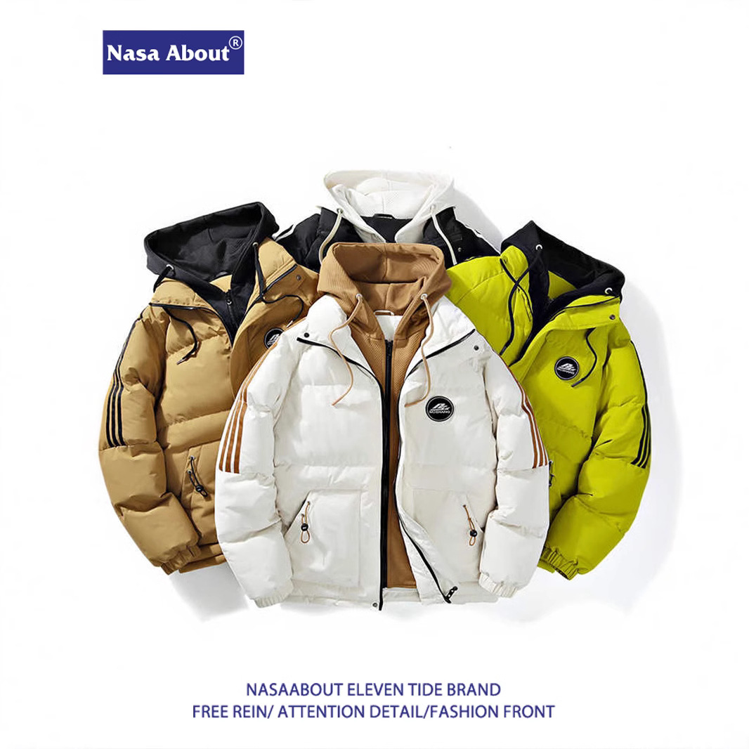 Fake NASA dos piezas engrosadas chaqueta de plumón hombre 2024 nuevo otoño invierno chaqueta caliente de moda casual juvenil