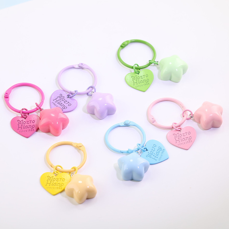 Creative Candy-Colored Chubby Star Book Ring Heart Keychain DIY Handmade Bead Earphone Case Pendant Accessories Creative Candy-Colored Chubby Star Book Ring Heart Keychain DIY Handmade Bead Earphone Case Pendant Accessories