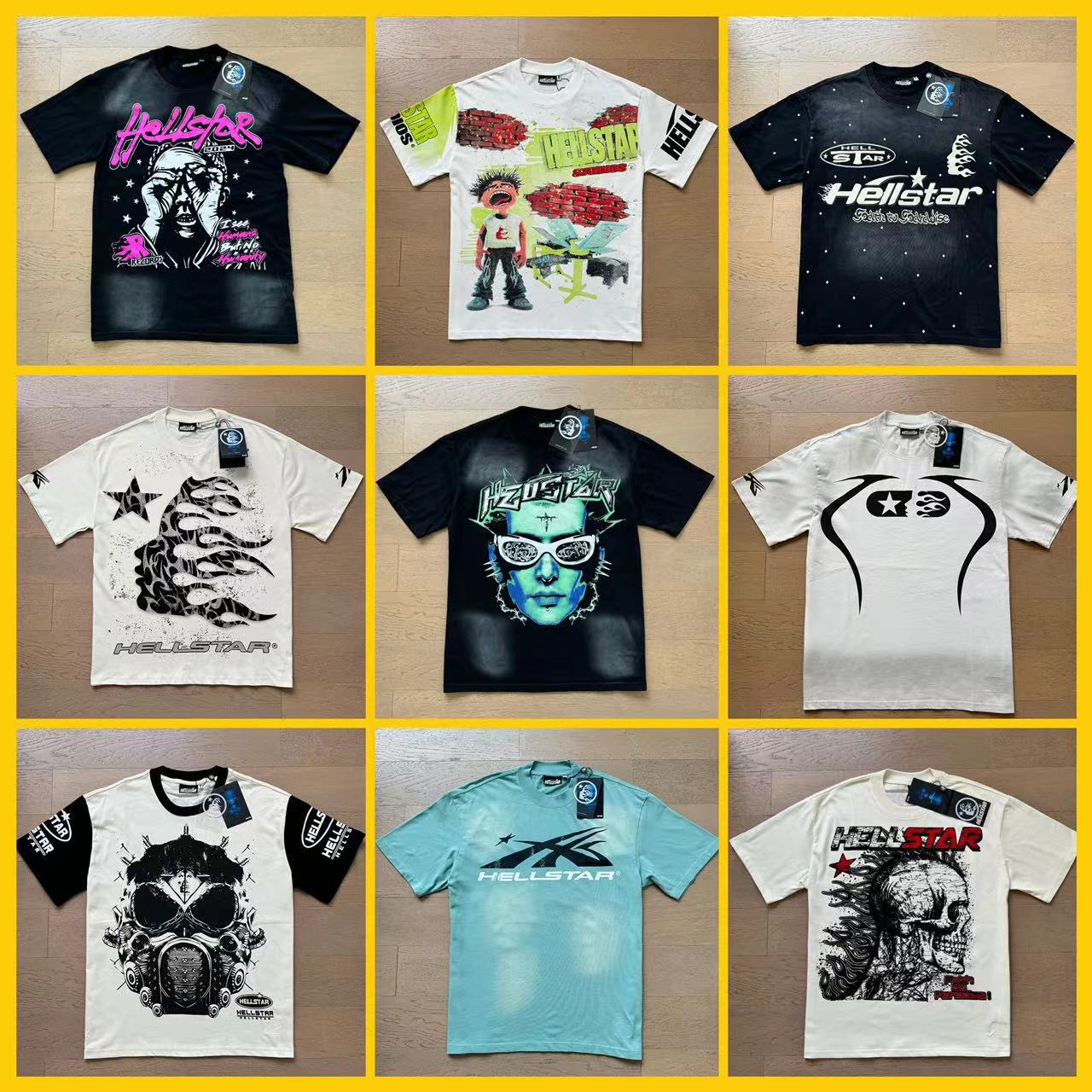 2024夏季新款美式潮牌地狱之星男女情侣装大码宽松套头短袖T恤tee