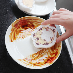 Wood pulp sponge kitchen scrubber cartoon dishcloth non-stickScrubbing pad kitchen compressed cleaning brush with hanging cord household use