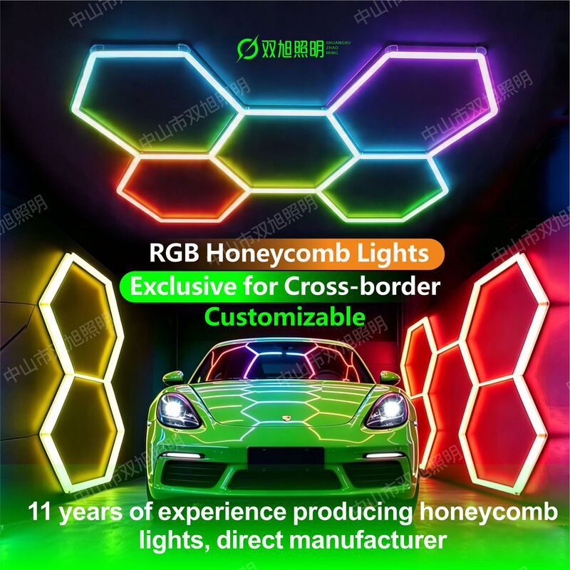 Rgb Honeycomb Lights Car Wash Shop Colorful Lights Beauty Salon Ktv Atmosphere Lights Garage Hexagonal Car Workstation Lights Cross-Border Rgb Honeycomb Lights Car Wash Shop Colorful Lights Beauty Salon Ktv Atmosphere Lights Garage Hexagonal Car Workstation Lights Cross-Border