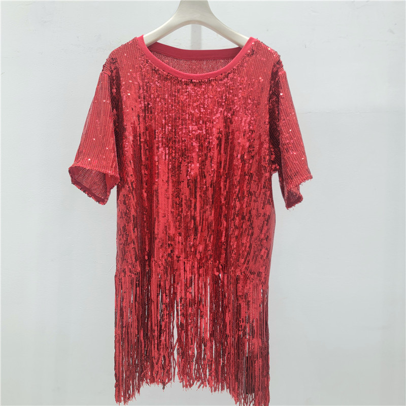 Sequinilla negra camiseta de cuello redondo de manga corta para mujeres verano 2026 nuevo estilo extranjero sexy versátil chaqueta de estilo callejero frita de moda image 4