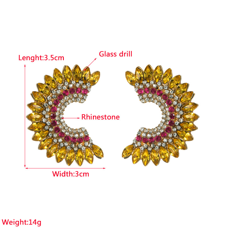 Fashion C Shape Alloy Inlay Rhinestones Womenu0027S Ear Studs 1 Pair