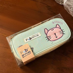 可爱菲比猫咪帆布笔袋ins卡通刺绣文具盒高颜值大容量学生铅笔袋