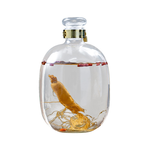 Wholesale ten pounds of ginseng glass wine bottle glass bottle sealed jar wine bottle with faucet and lid small mouth wine bottle