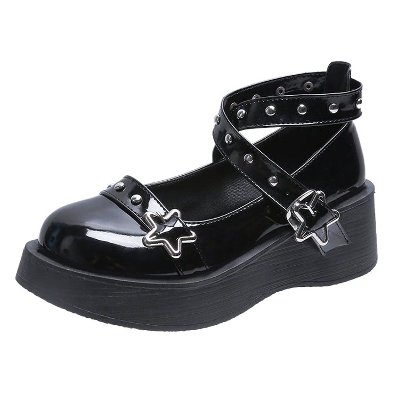 Обувь на платформе JK форменная обувь Лолита Металл Панк Черный Локи одиночная обувь увеличенная лоли стиль