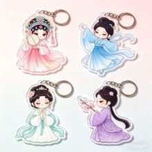 跨境国潮戏曲系列亚克力钥匙扣 京剧 / 古风仕女文创礼品货源