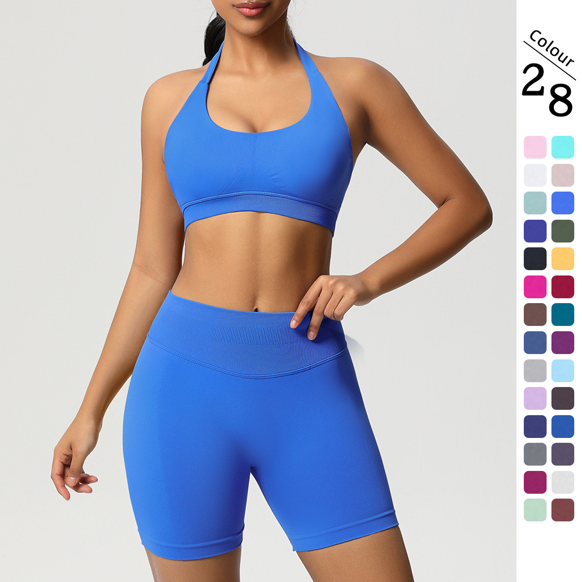 New Style Halterneck, Beautiful Back, High Waist, Hip Lifting, Tight Shorts, Yoga Wear, Breathable Sweat-Absorbent Running Fitness Wear, Sports Suit