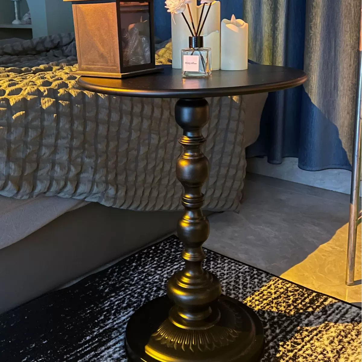 美式沙发边几铁艺复古床头中古小圆桌阳台小茶几设计客厅极简角几