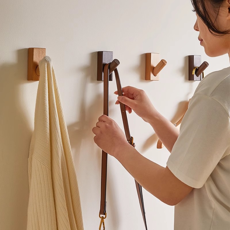 Nuevo gancho de madera sólida en la pared sin clavos gancho de sombrero creativo de pared percha de ropa americana estereoscópica percha de ropa duradera