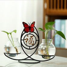 创意绿萝玻璃水培器皿花瓶摆件客厅插花透明小花器花盆桌面办公室