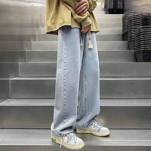 Men's Jeans Ins Trend Spring and Autumn Street Fashion Youth American Retro Black Loose Straight Leg Pants