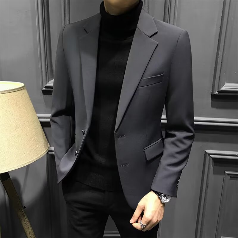 2026 봄/가을 트렌디한 가벼운 비즈니스 남성 정장 재킷, 젊은층을 위한 패셔너블한 캐주얼 한국 스타일 슬림핏 남성 정장 재킷