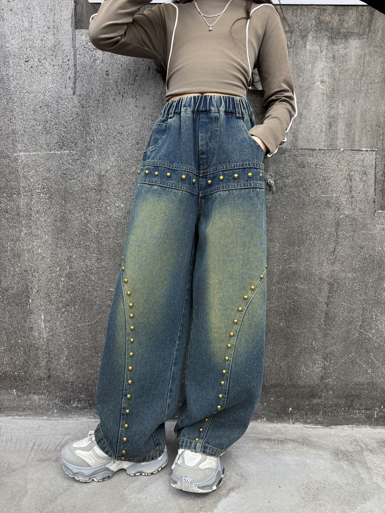 Spot 25008 Retro Pearl Jeans New Children's Miscellaneous European And American Jeans_voghion.com