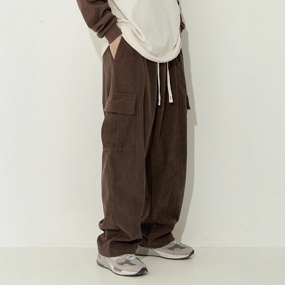 Men's American-Style Multi-Pocket Cargo Pants, Straight Loose Fit, 2025 New Corduroy Men's Pants, Autumn Casual Long Pants