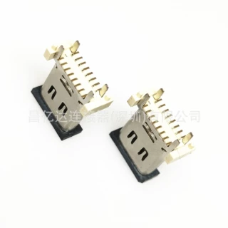 TYPE-C立式双排贴片16P母座 13.0H 四脚180度DIP 有柱 带弹