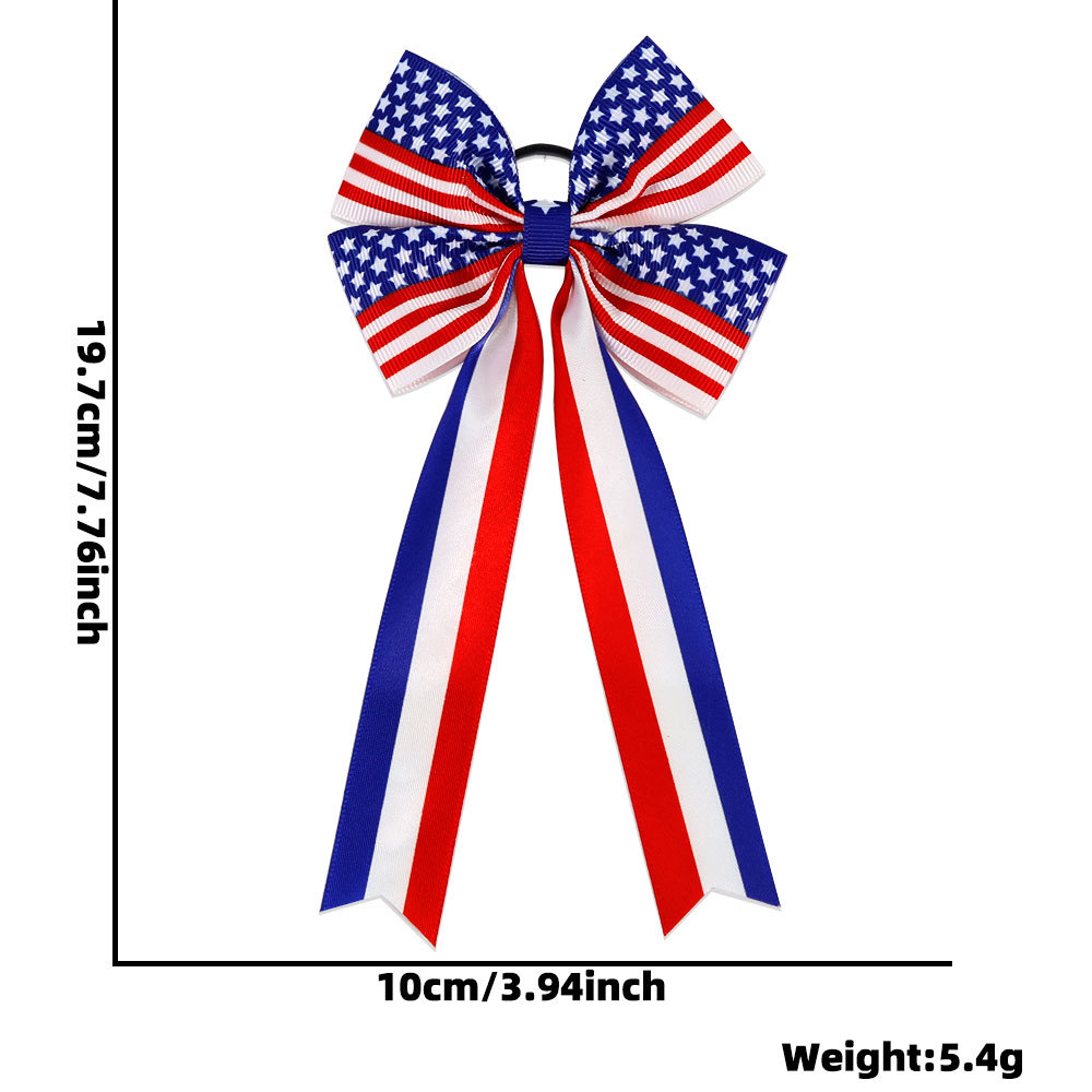 Nuevo Día de la Independencia Americana Bowknot Head Cuerda Estrella Bandera Estampado Día Nacional Tema Fiesta Decoración Cinta Anillo para el cabello image 12