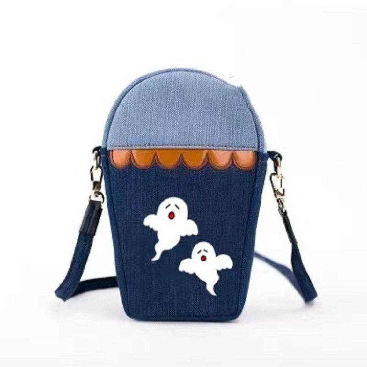 单肩牛仔原布包 斜挎深色牛仔拉链零钱包 帆布牛仔布小包胸包