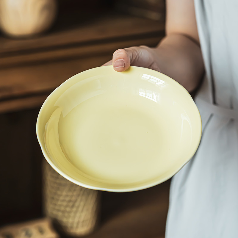 Platos de color crema de alta gama, vajilla de cerámica de estilo vintage, cuencos, platos, cuencos para fideos, cuencos grandes