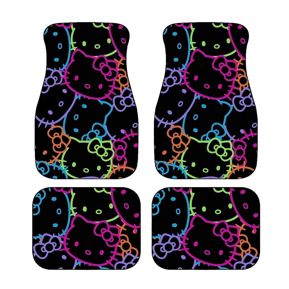 Cross-Border Temu New Hot-Selling Cartoon Hello Kitty Car Floor Mats, Dirt-Resistant, Wear-Resistant, Easy to Care For, Four-Piece Set, Dropshipping