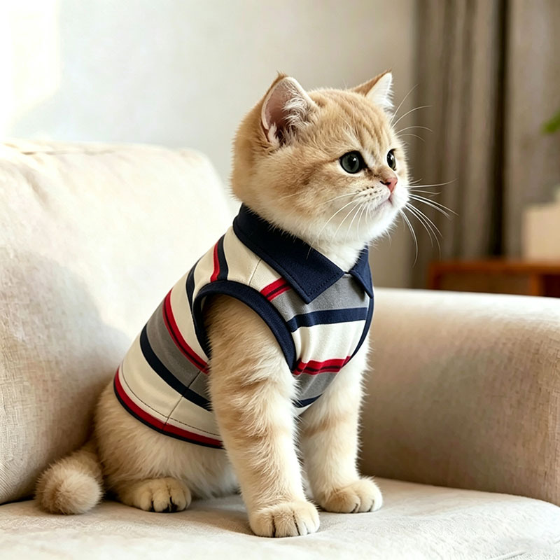 跨境宠物衣服POLO领猫咪布偶猫金渐层德文猫橘猫泰迪比熊狗狗背心