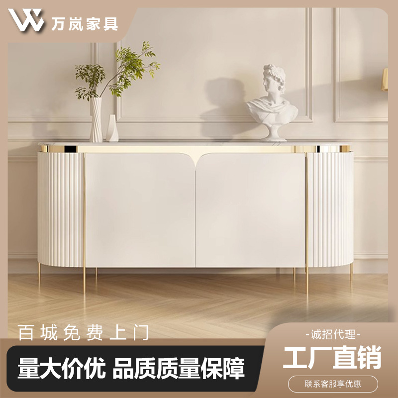 轻奢玄关柜意式极简餐边柜岩板客厅茶水柜现代简约分区储物装饰柜