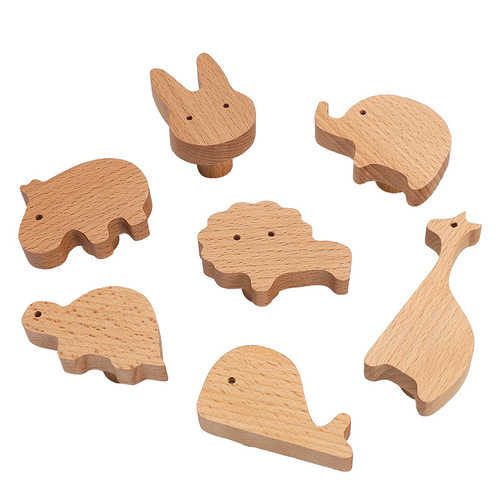 Yijia high-end log style wardrobe door handle cartoon children's room wood handle drawer cabinet cabinet door handle