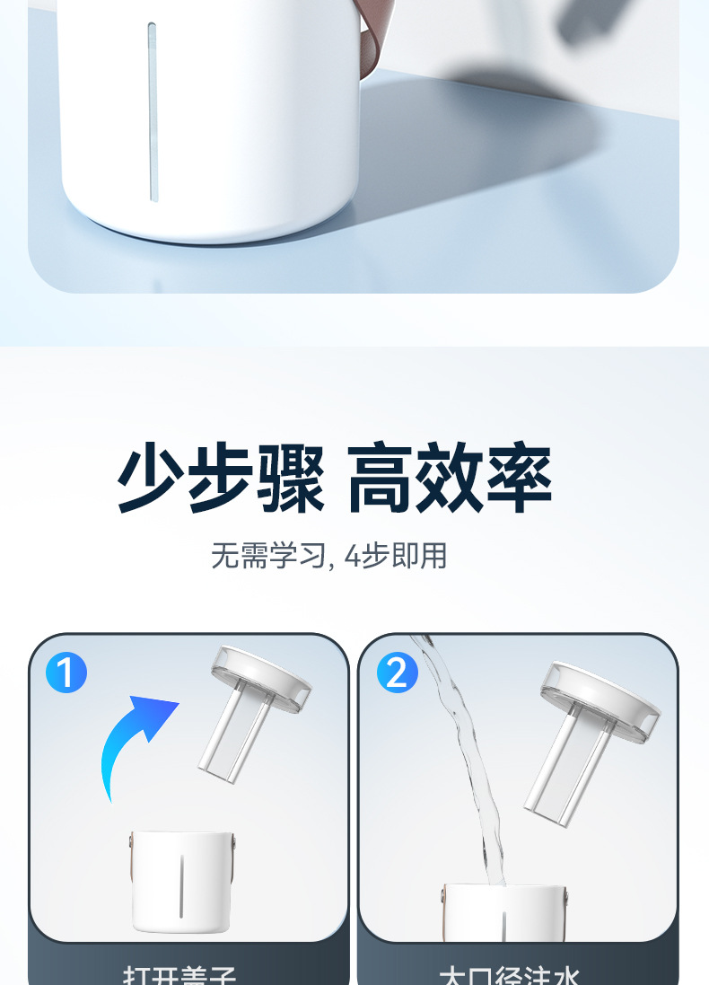 跨境新款数显双喷雾加湿器 七彩氛围灯桌面家用办公室小型加湿机