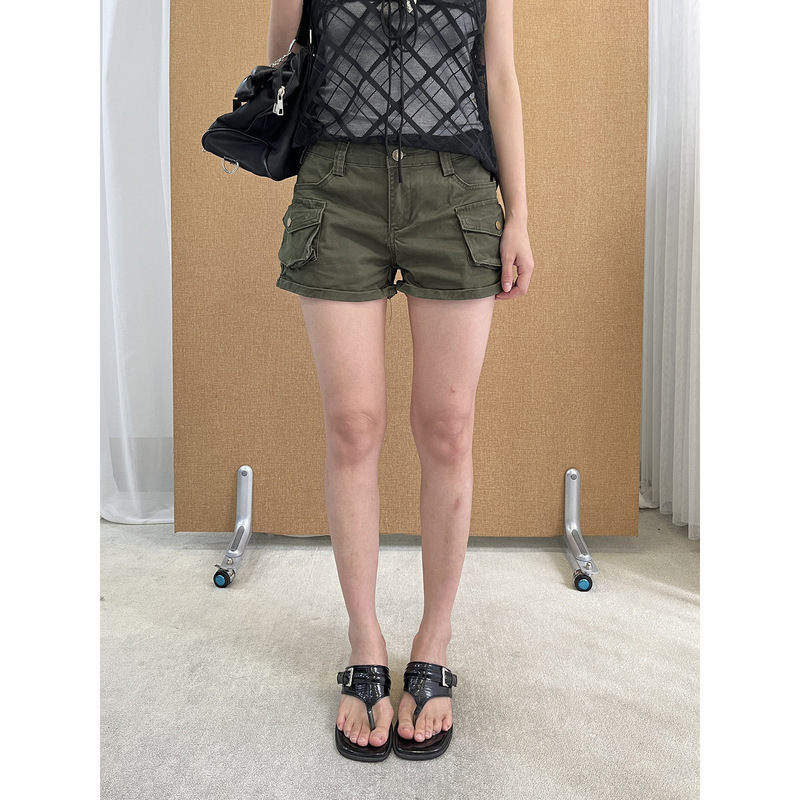 See 3L American-Style Spicy Girl Heavy-Duty Vintage Washed Distressed Workwear Denim Shorts for Women M226