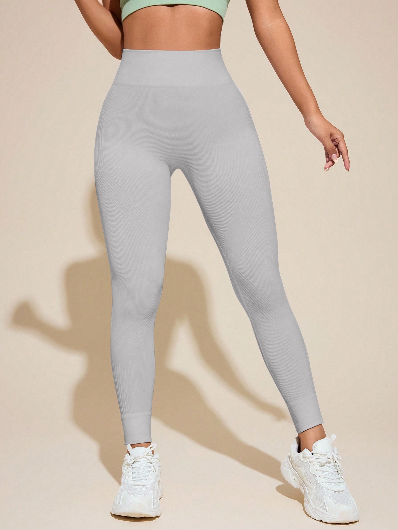 Pantalones de yoga GYM a rayas blancas sin costuras, pantalones de fitness para correr con cadera y cintura alta para mujer, pantalones de fondo para deportes al aire libre