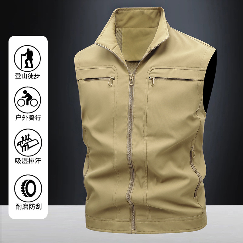 Verano montaña pesca al aire libre fotografía herramientas chaleco chaleco fino a prueba de viento chaleco de comercio exterior hombres multibolsillo personalizado