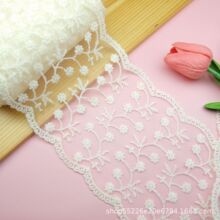 米色牛奶丝刺绣潮玩饰品头饰发箍花边蝴蝶结服装家纺玩偶鞋花配件