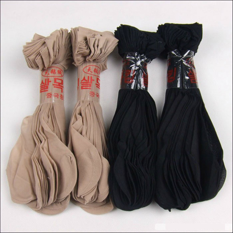 Core-spun Silk Skin Color Meat Color Short Tube Spring and Autumn Silk Stockings Women's Crystal New Autumn and Winter Thin Black Silk Stockings