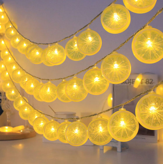 Summer simulation lemon slice light string wholesale holiday party decoration solar stall outdoor decorative lights string