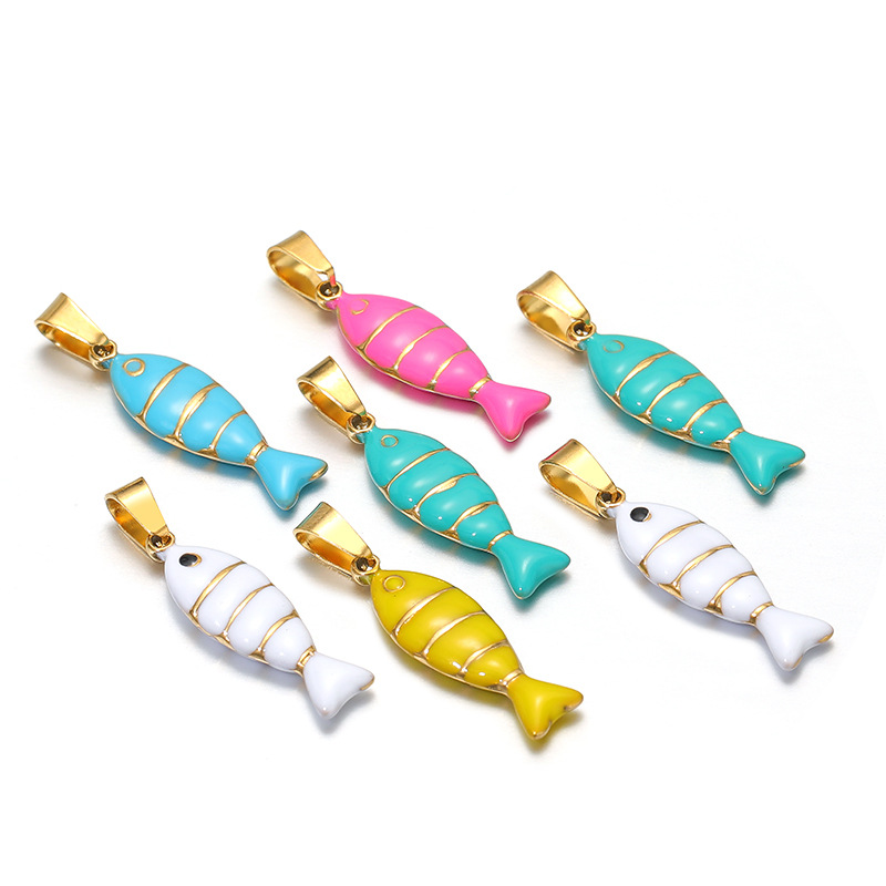 9g Weight Pendant Jewelry Making Type DIY Jewelry Accessories Classification 5 PCS/Package Quantity Resin Material Fish Pattern Enamel Design Cute, Simple Style Style 5 PCS/Package Resin Fish Pendant 10