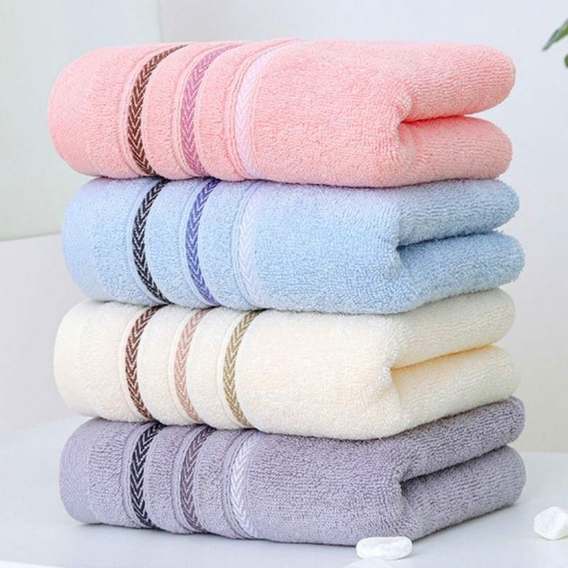 Thick Pure Cotton Jacquard Colorful Striped Yarn Adult Large Towel Dark Couple Gift Sports Logo Towel