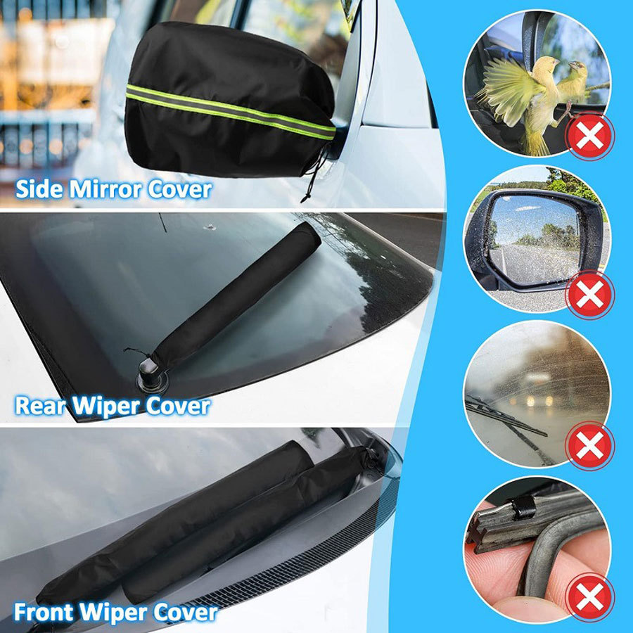 4-piece set of side mirror cover and windshield wiper protection cover winter anti-frost and snow car protection cover