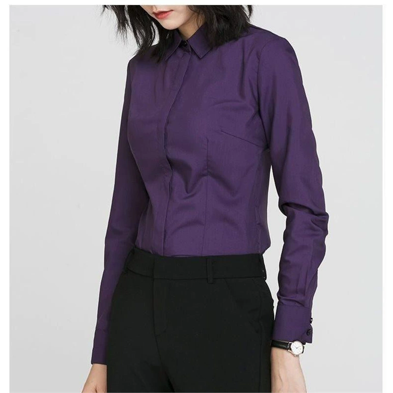 Фиолетовая женская рубашка с длинными рукавами, новинка 2022 года, весна и лето, тонкая рабочая одежда в корейском стиле, рабочая одежда, профессиональная официальная белая рубашка