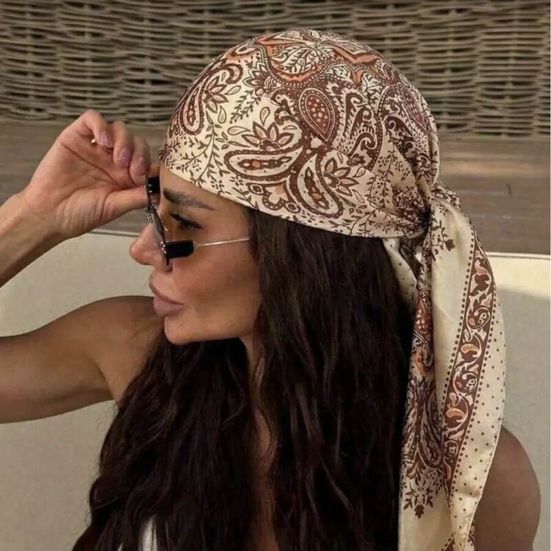 Women's 90×90cm Satin Headscarf, Large Square Scarf, European and American Cross-Border Xiyin Hot-Selling Silk Scarf Shawl Bandanas Women's 90×90cm Satin Headscarf, Large Square Scarf, European and American Cross-Border Xiyin Hot-Selling Silk Scarf Shawl Bandanas