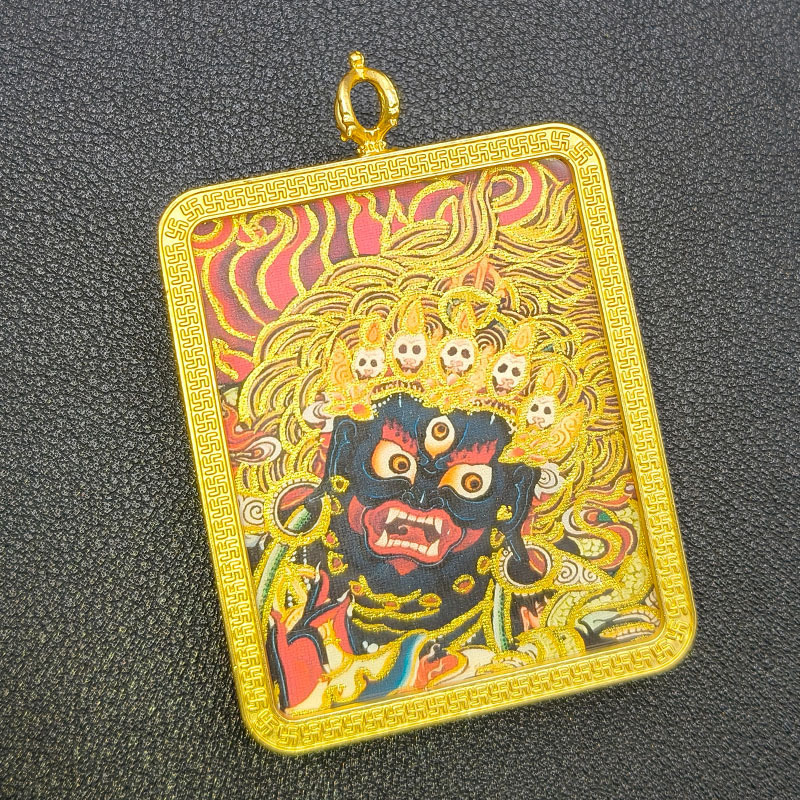 藏式唐卡吊坠手绘描金画芯扎基拉姆黄财神项链狐狸男女款挂件批发|undefined