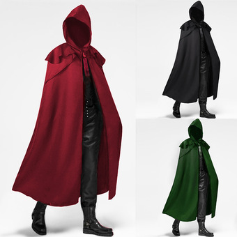 2025春秋新款中世纪复古cos服装连帽披风哥特式男款长款斗篷外贸