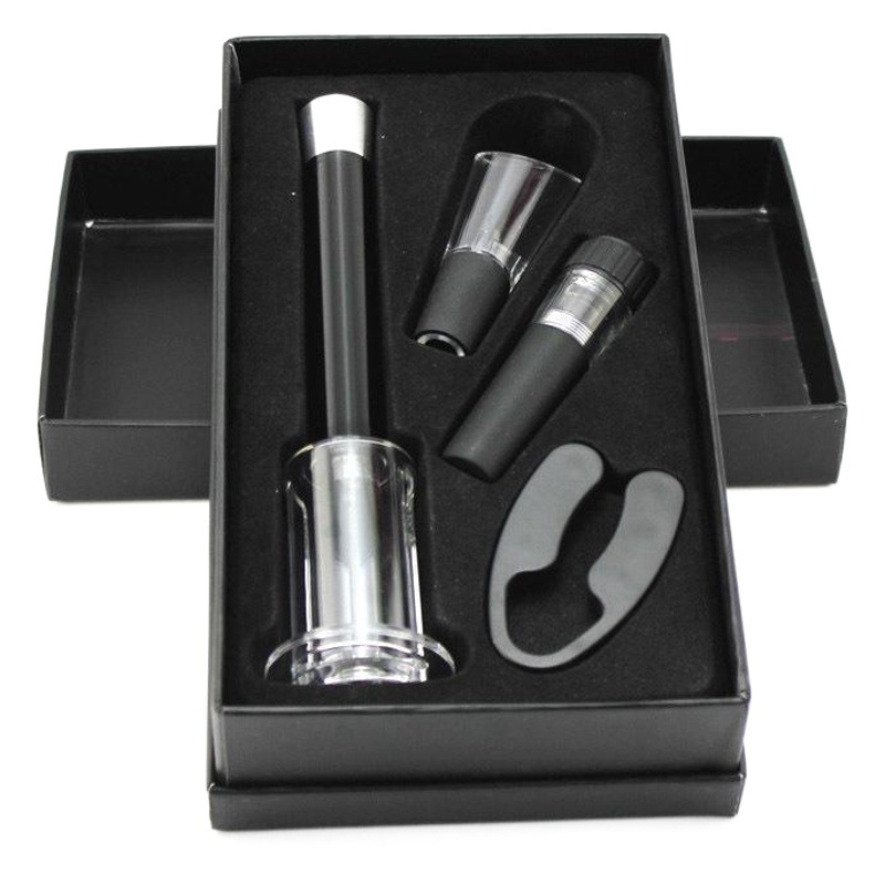 Aguja de tipo de presión de aire abridor de botellas de vino tapón de vino vertedor cortador de papel Accesorios de Vino set de vino traje de caja de color de 4 piezas