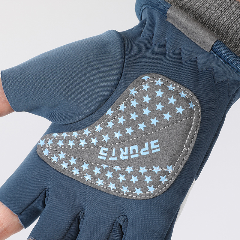Esquí guantes de medio dedo para niños al aire libre de invierno nieve engrosada forrada de lana impermeable antideslizante guantes calientes