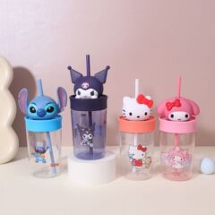 クロスボーダー Ovalla 同じプラスチックカップ人形ジュースカップ学生子供ミニポータブルストローカップ
