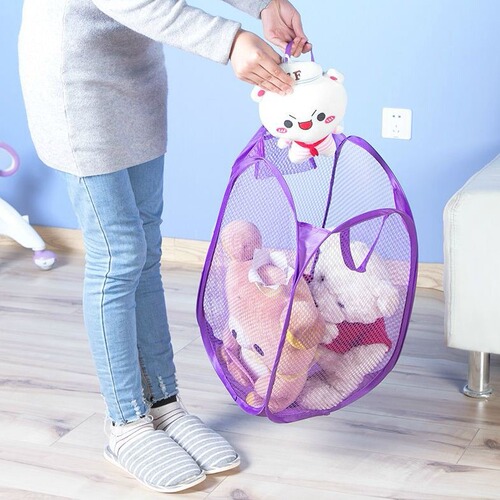 Modern Minimalist Dirty Laundry Basket Grid Laundry Hamper Home Laundry Basket Dirty Clothes Storage Basket Bathroom Mesh Storage Bag